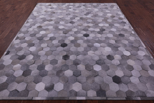Grey Patchwork Natural Cowhide Rug - 8' 0
