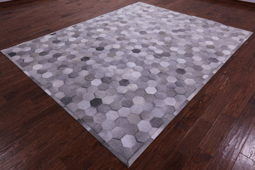 Grey Patchwork Natural Cowhide Rug - 8' 0