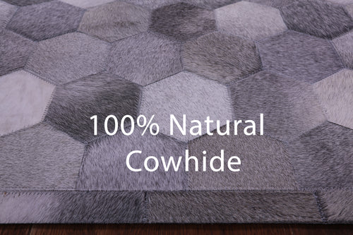 Grey Patchwork Natural Cowhide Rug - 8' 0