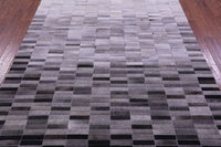Thumbnail for Grey & White Gradient Brickwork Patchwork Natural Cowhide Rug - 6' 0