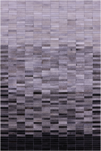 Grey & White Gradient Brickwork Patchwork Natural Cowhide Rug - 6' 0" x 9' 0"