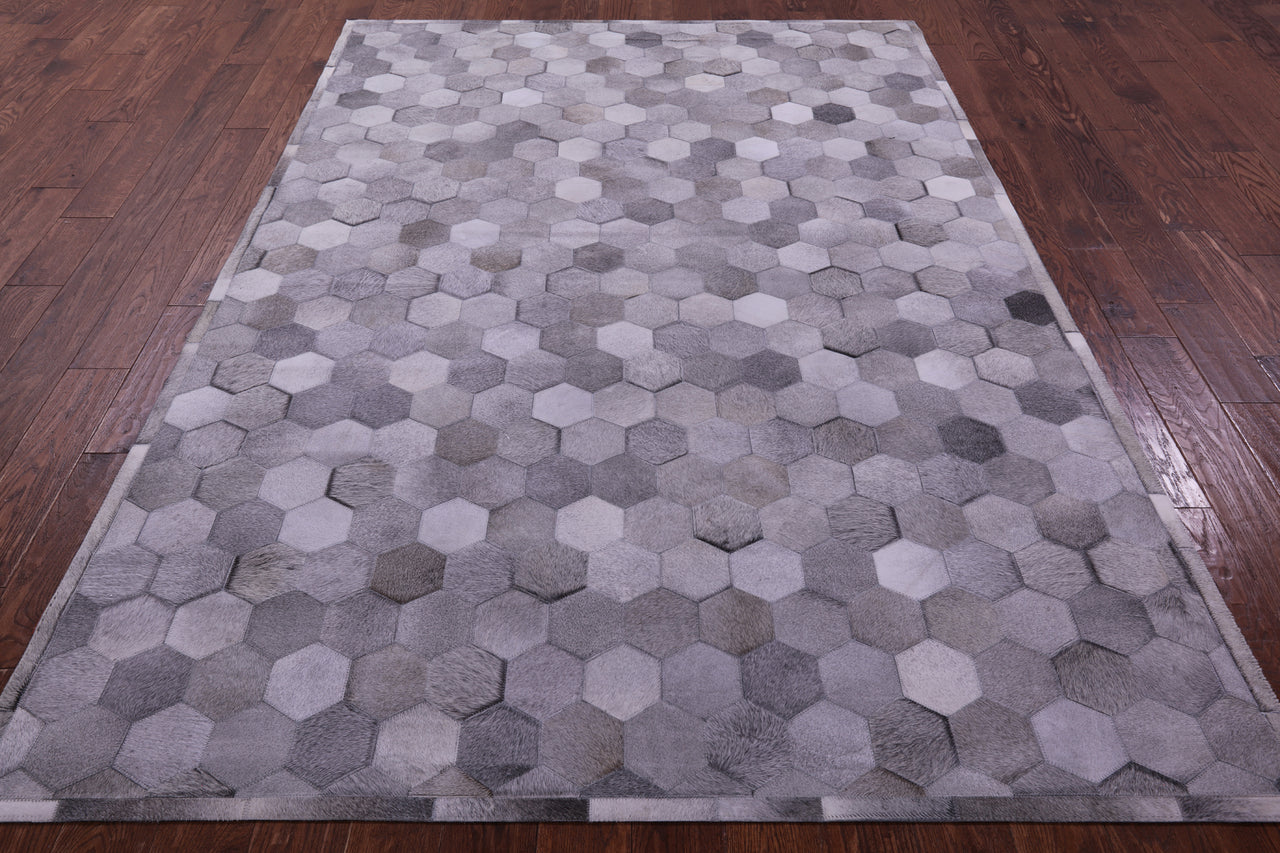 Grey Patchwork Natural Cowhide Rug - 6' 0" x 9' 0"