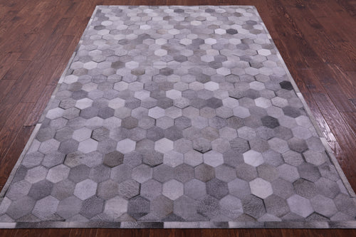Grey Patchwork Natural Cowhide Rug - 6' 0
