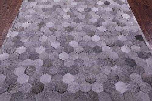 Grey Patchwork Natural Cowhide Rug - 6' 0