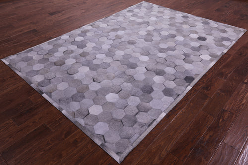 Grey Patchwork Natural Cowhide Rug - 6' 0