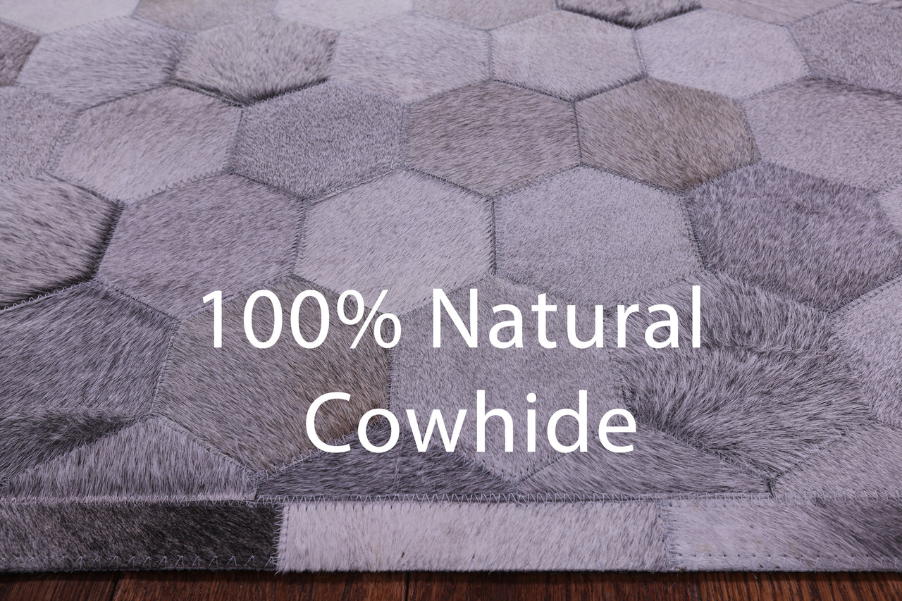 Grey Patchwork Natural Cowhide Rug - 6' 0" x 9' 0"