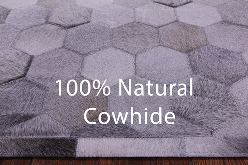 Grey Patchwork Natural Cowhide Rug - 6' 0