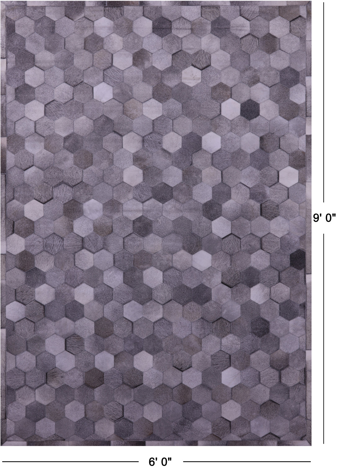 Grey Patchwork Natural Cowhide Rug - 6' 0" x 9' 0"