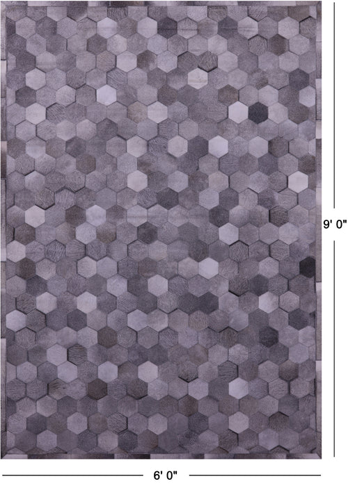 Grey Patchwork Natural Cowhide Rug - 6' 0