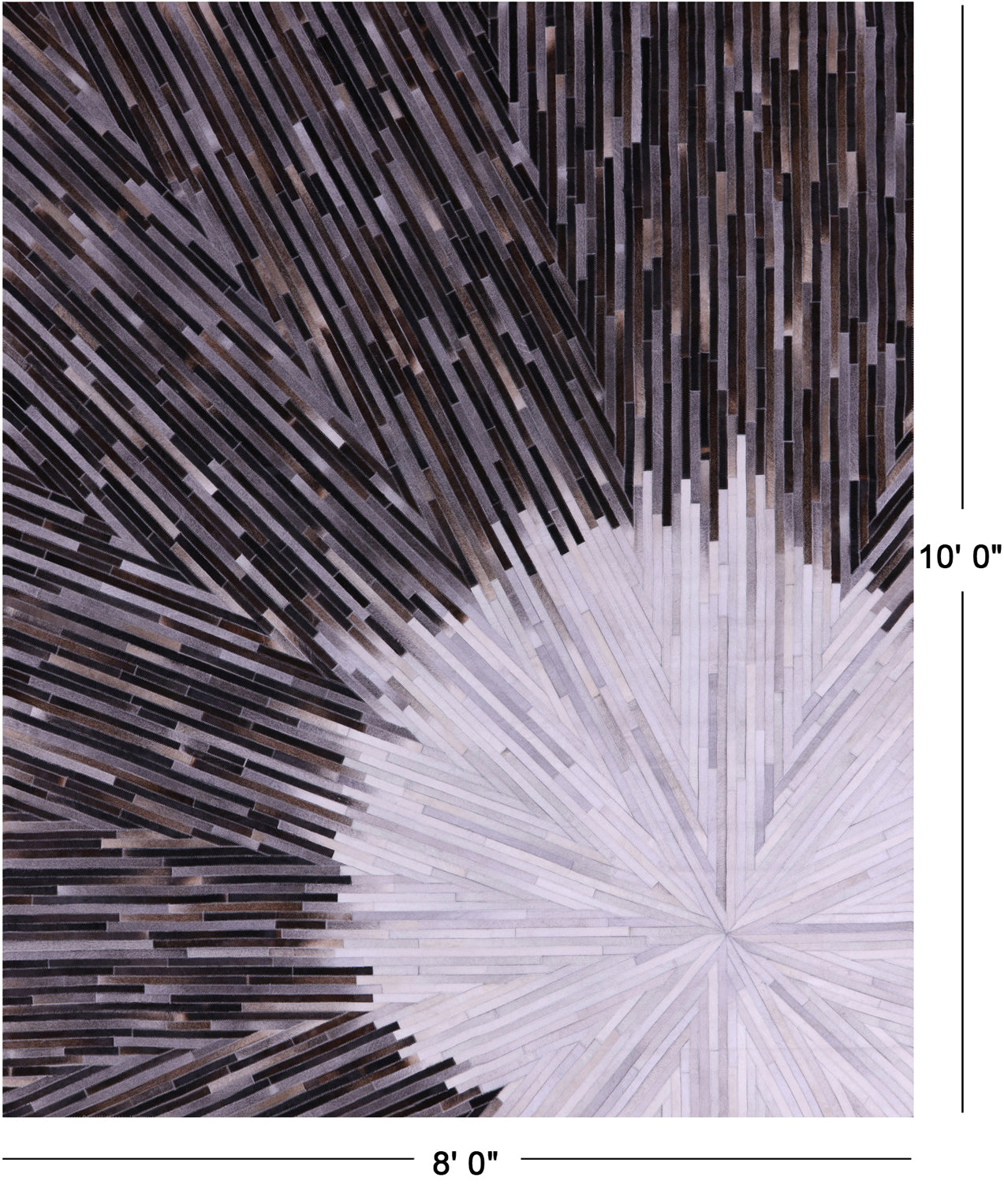 Brown & White Patchwork Natural Cowhide Rug - 8' 0" x 10' 0"