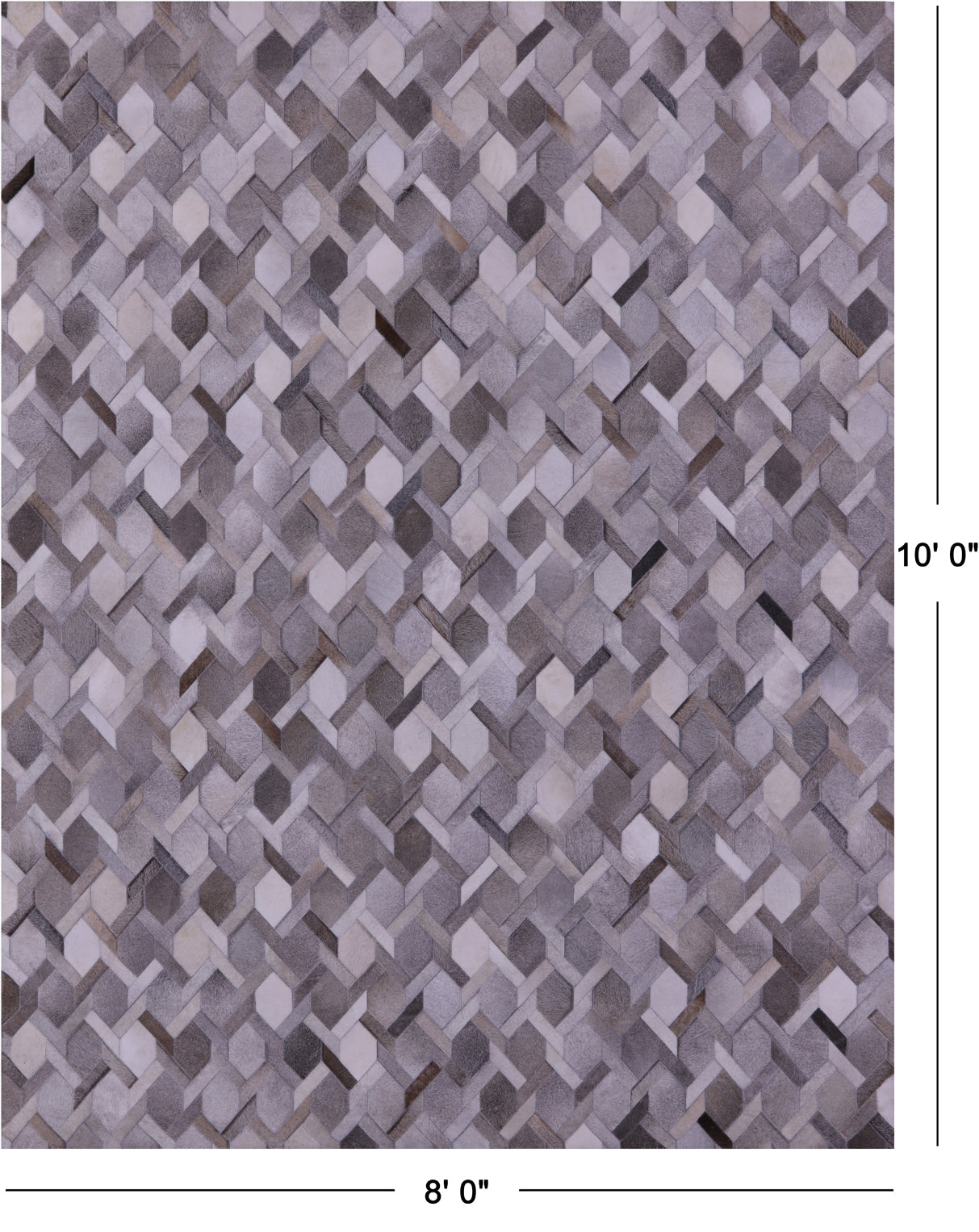 Grey Patchwork Natural Cowhide Rug - 8' 0" x 10' 0"