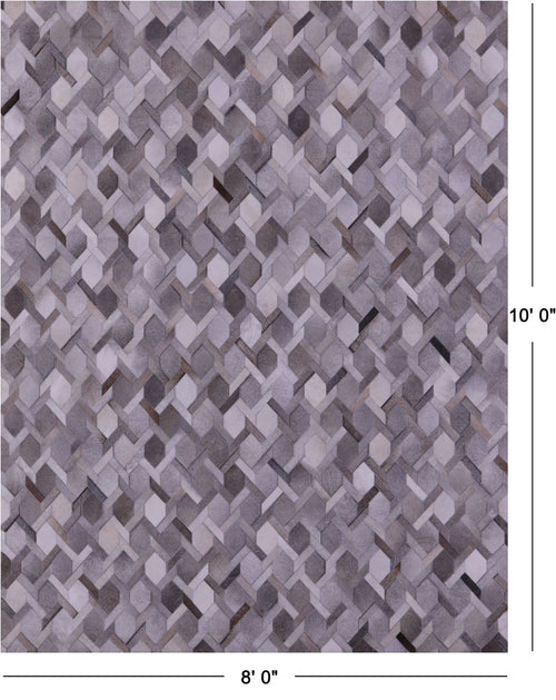 Grey Patchwork Natural Cowhide Rug - 8' 0