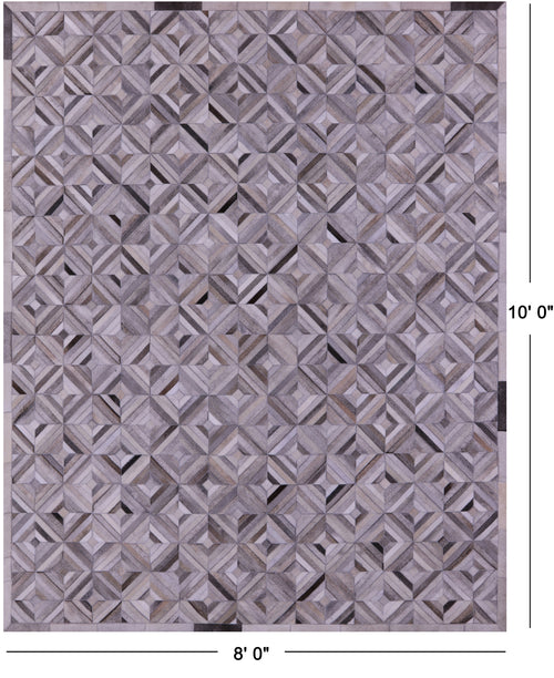 Grey Patchwork Natural Cowhide Rug - 8' 0