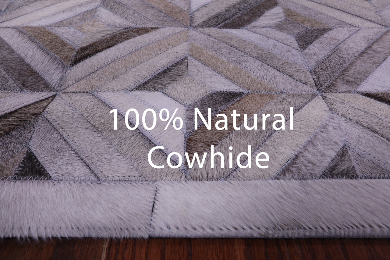 Grey Patchwork Natural Cowhide Rug - 8' 0" x 10' 0"