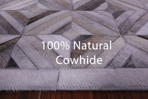 Grey Patchwork Natural Cowhide Rug - 8' 0