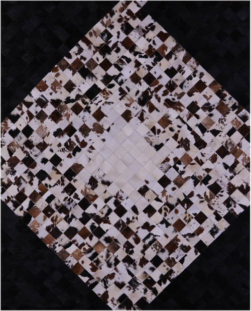 Brown & White & Black Patchwork Natural Cowhide Rug - 8' 0