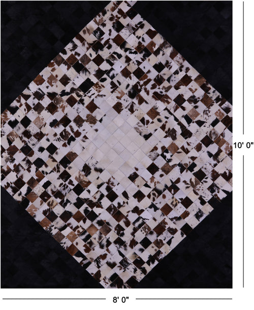 Brown & White & Black Patchwork Natural Cowhide Rug - 8' 0