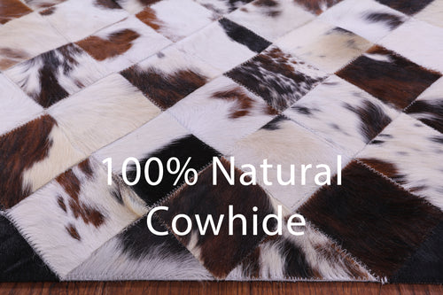 Brown & White & Black Patchwork Natural Cowhide Rug - 8' 0