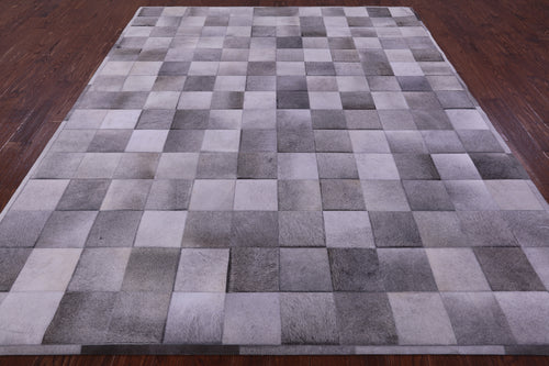 Grey Patchwork Natural Cowhide Rug - 8' 0