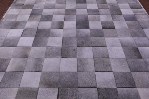 Grey Patchwork Natural Cowhide Rug - 8' 0
