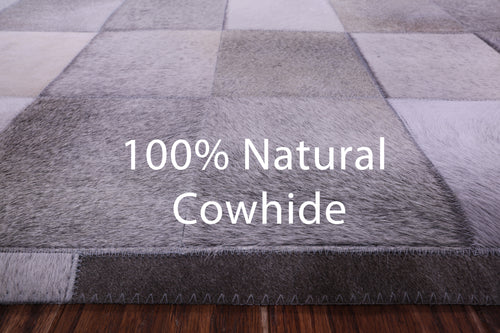 Grey Patchwork Natural Cowhide Rug - 8' 0