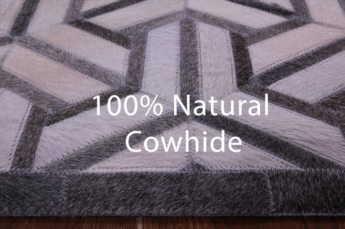 Grey & White Patchwork Natural Cowhide Rug - 8' 0