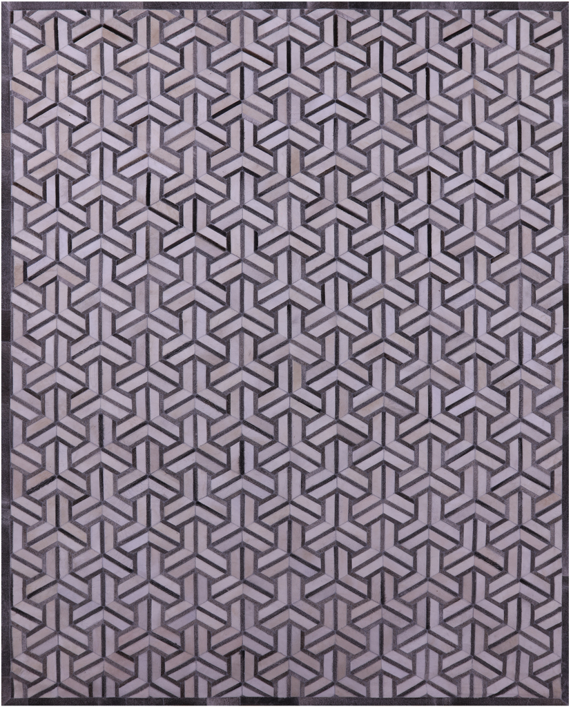 Grey & White Patchwork Natural Cowhide Rug - 8' 0" x 10' 0"
