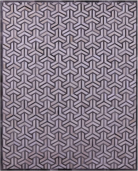 Grey & White Patchwork Natural Cowhide Rug - 8' 0" x 10' 0"