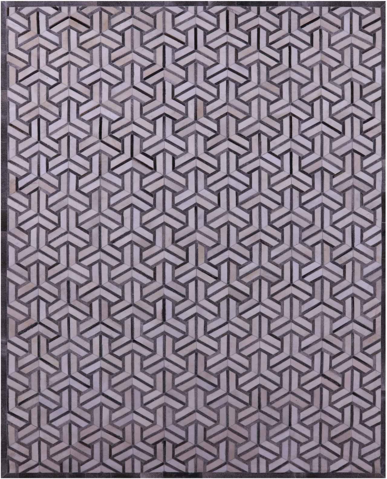 Grey & White Patchwork Natural Cowhide Rug - 8' 0" x 10' 0"