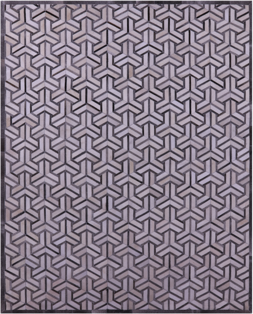 Grey & White Patchwork Natural Cowhide Rug - 8' 0