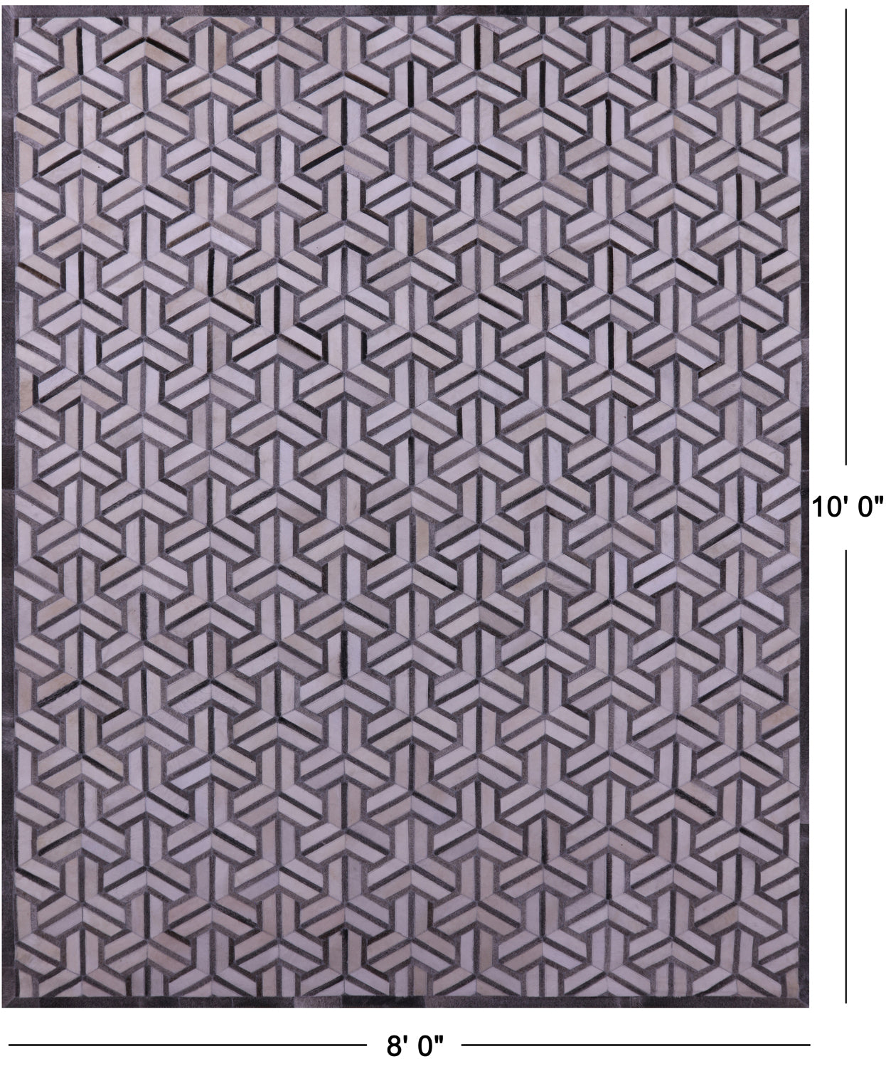 Grey & White Patchwork Natural Cowhide Rug - 8' 0" x 10' 0"