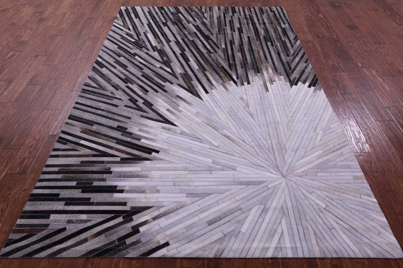 Brown & White Patchwork Natural Cowhide Rug - 6' 0" x 9' 0"