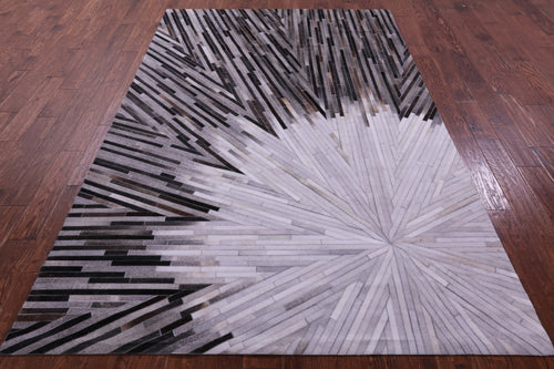 Brown & White Patchwork Natural Cowhide Rug - 6' 0