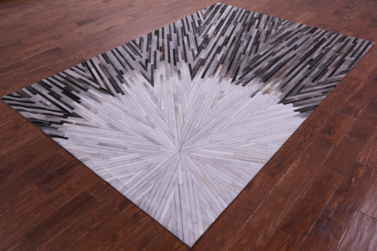 Brown & White Patchwork Natural Cowhide Rug - 6' 0" x 9' 0"