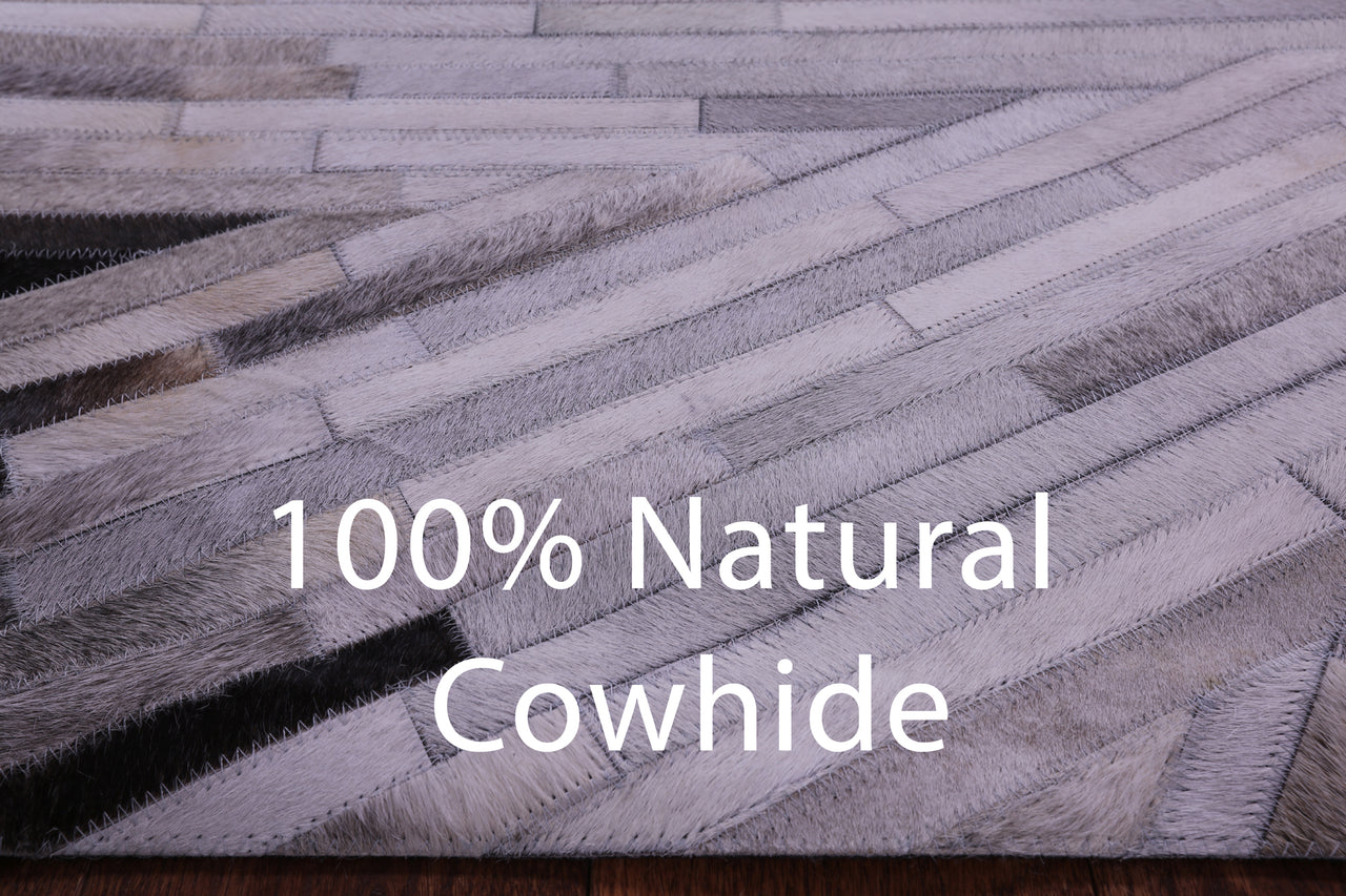 Brown & White Patchwork Natural Cowhide Rug - 6' 0" x 9' 0"