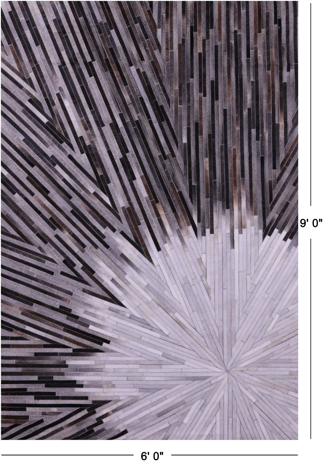Brown & White Patchwork Natural Cowhide Rug - 6' 0" x 9' 0"