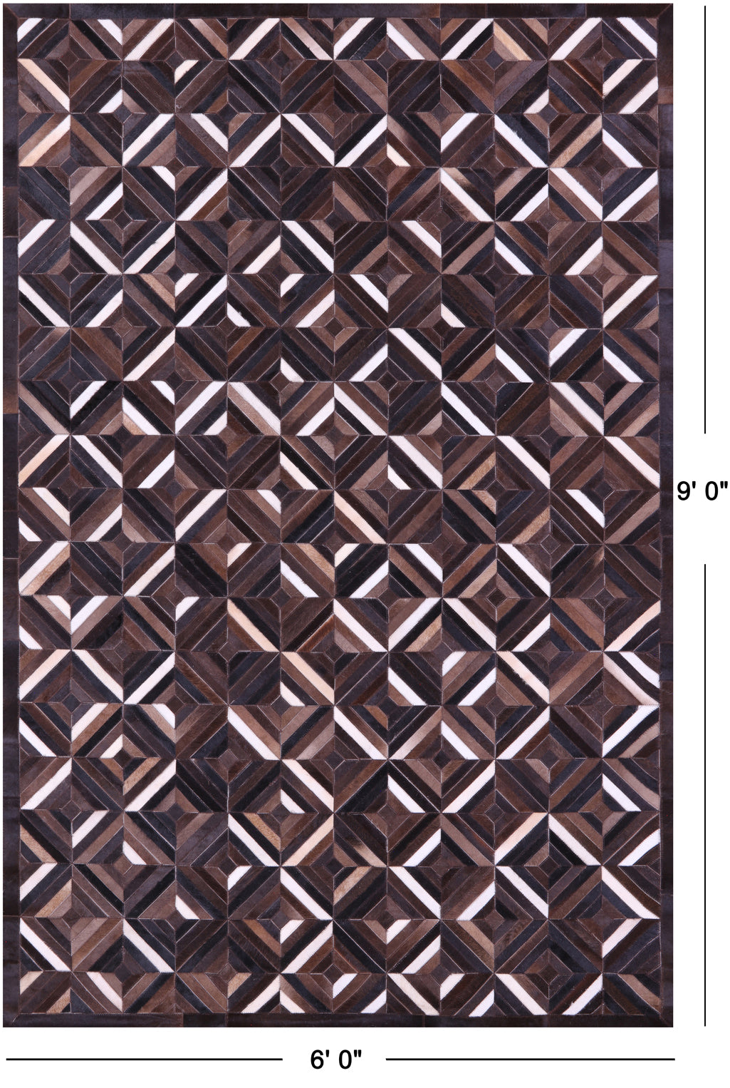 Brown Patchwork Natural Cowhide Rug - 6' 0" x 9' 0"