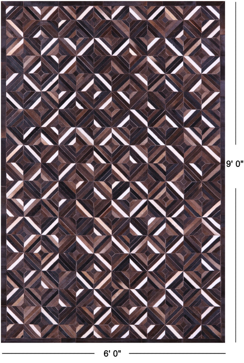 Brown Patchwork Natural Cowhide Rug - 6' 0