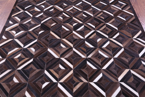 Brown Patchwork Natural Cowhide Rug - 6' 0