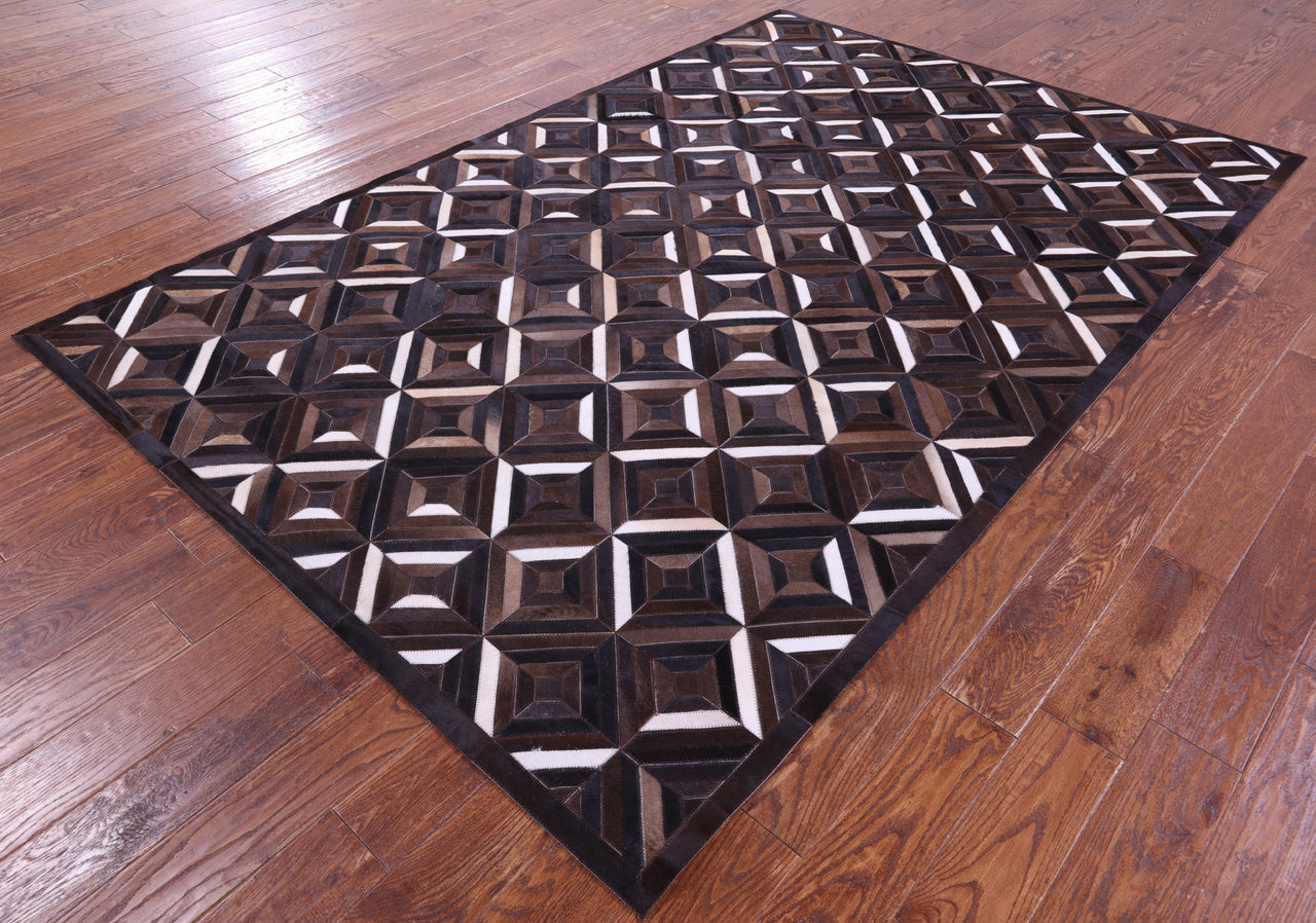 Brown Patchwork Natural Cowhide Rug - 6' 0" x 9' 0"