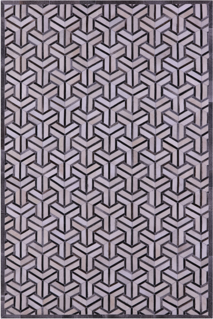Grey & White Patchwork Natural Cowhide Rug - 6' 0" x 9' 0"