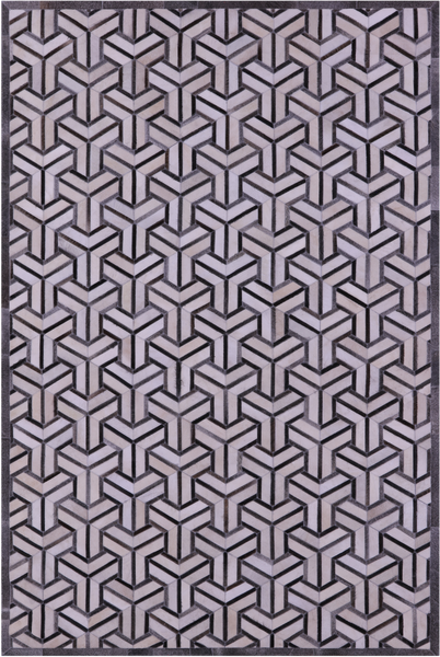 Grey & White Patchwork Natural Cowhide Rug - 6' 0" x 9' 0"