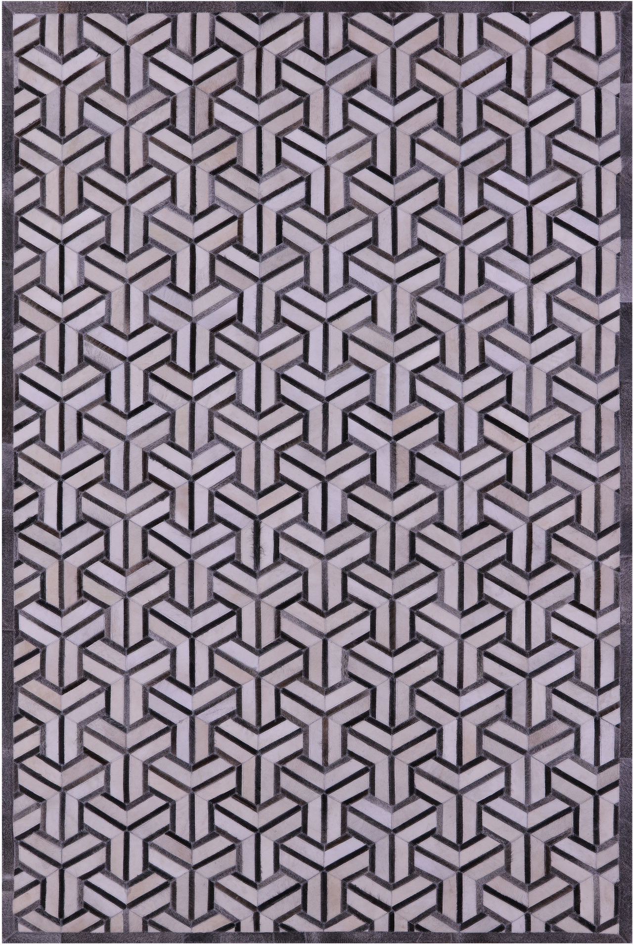 Grey & White Patchwork Natural Cowhide Rug - 6' 0" x 9' 0"