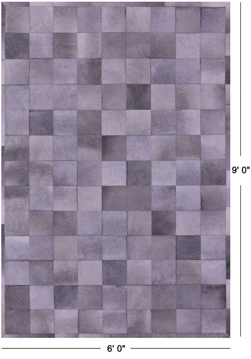 Grey Patchwork Natural Cowhide Rug - 6' 0