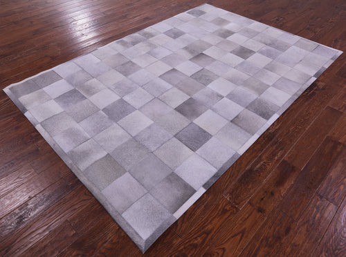 Grey Patchwork Natural Cowhide Rug - 6' 0