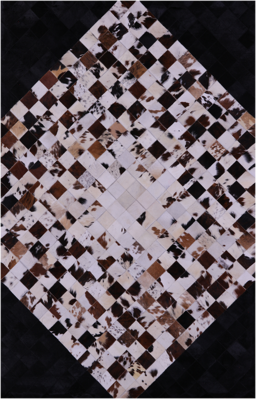 Brown & White & Black Patchwork Natural Cowhide Rug - 6' 0