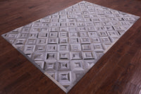 Thumbnail for Grey & White Patchwork Natural Cowhide Rug - 6' 0