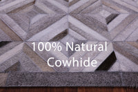 Thumbnail for Grey & White Patchwork Natural Cowhide Rug - 6' 0