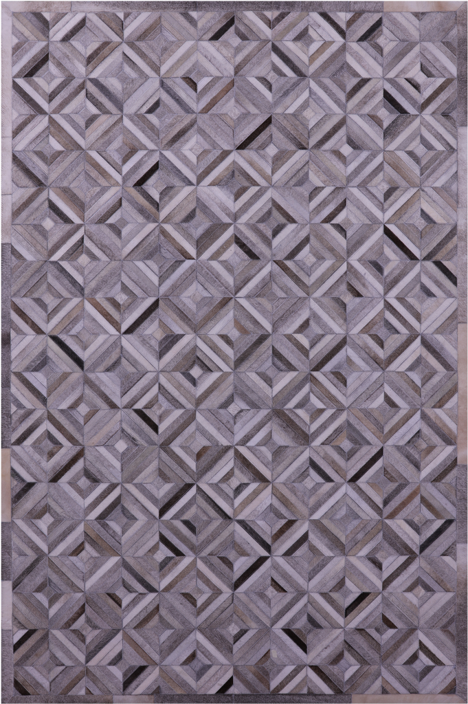 Grey & White Patchwork Natural Cowhide Rug - 6' 0" x 9' 0"