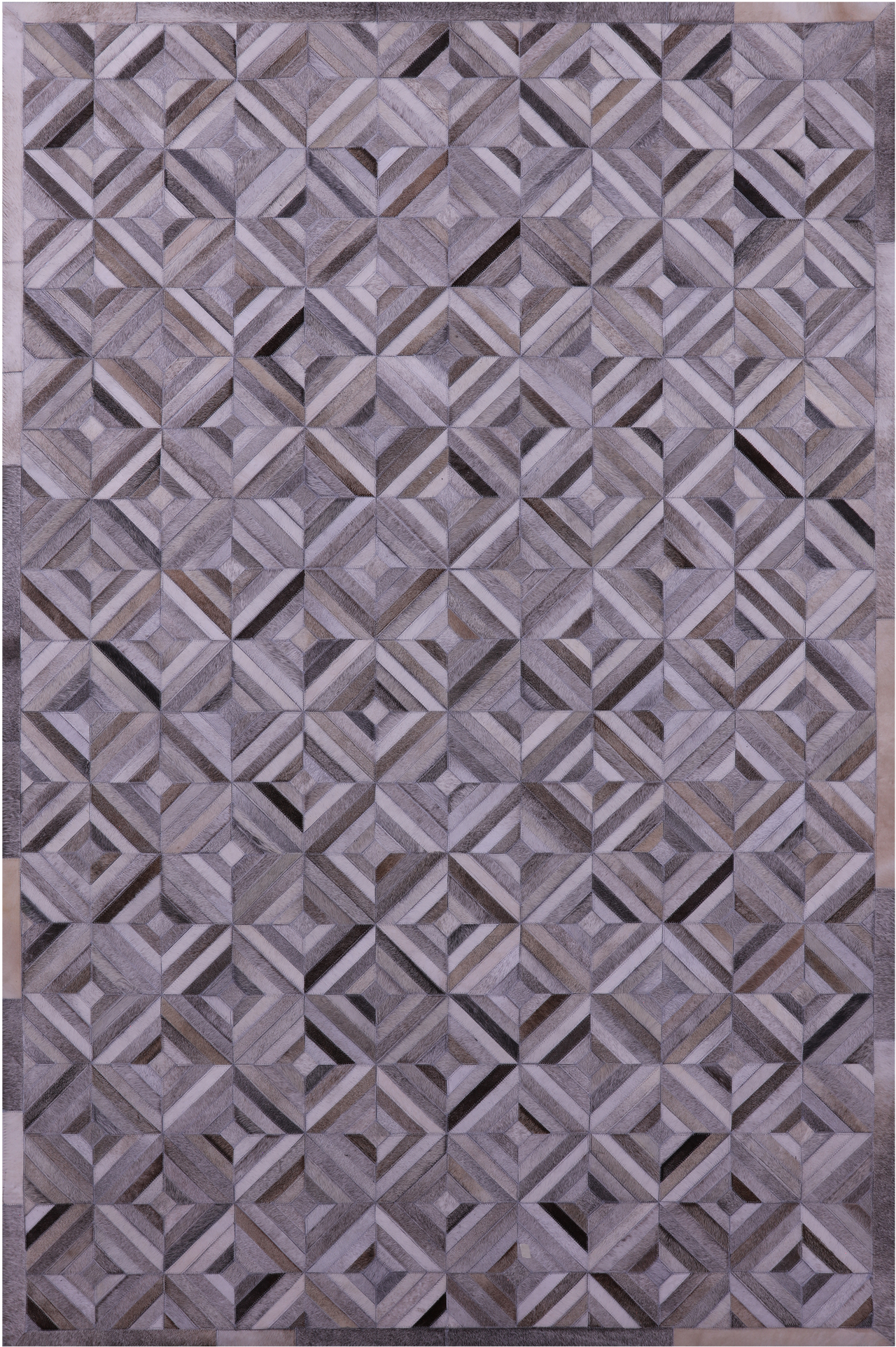 Grey & White Patchwork Natural Cowhide Rug - 6' 0" x 9' 0"